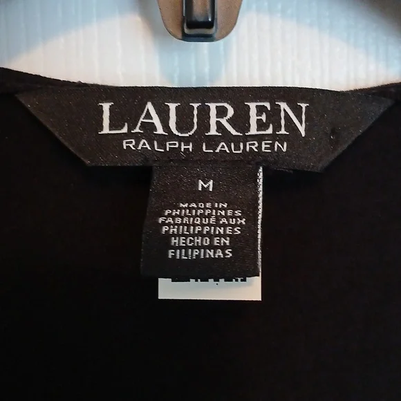 Ralph Lauren Black Top With Floral Wrap-around Design - Picture 2 of 6